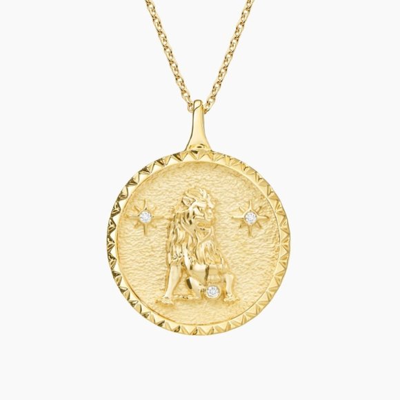 Leo Zodiac Diamond Pendant 14K Yellow Gold & Diamond - Picture 1 of 5
